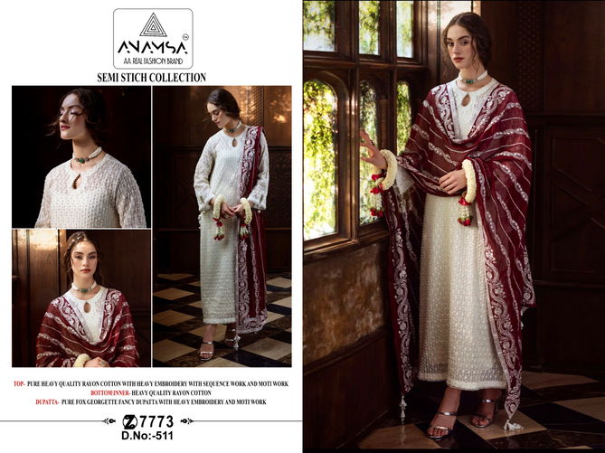 Anamsa 511 Rayon Cotton Embroidered Pakistani Suits Wholesale Shop In Surat
